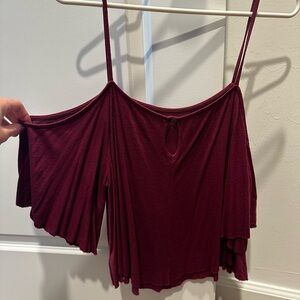 American Eagle Outfitters Burgundy off shoulder top